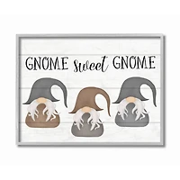 Stupell Industries Gnome Sweet Gnome Mythical Garden Elves in Gray Frame Wall Art