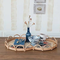 Hello Honey® 23.5" Floral Fantasy Rattan & Bamboo Tray