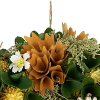 11" Orange Mixed Floral Artificial Spring Wreath