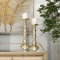 Gold Aluminum Candle Holder Set