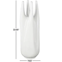 22" White Abstract 4-Opening Ceramic Vase