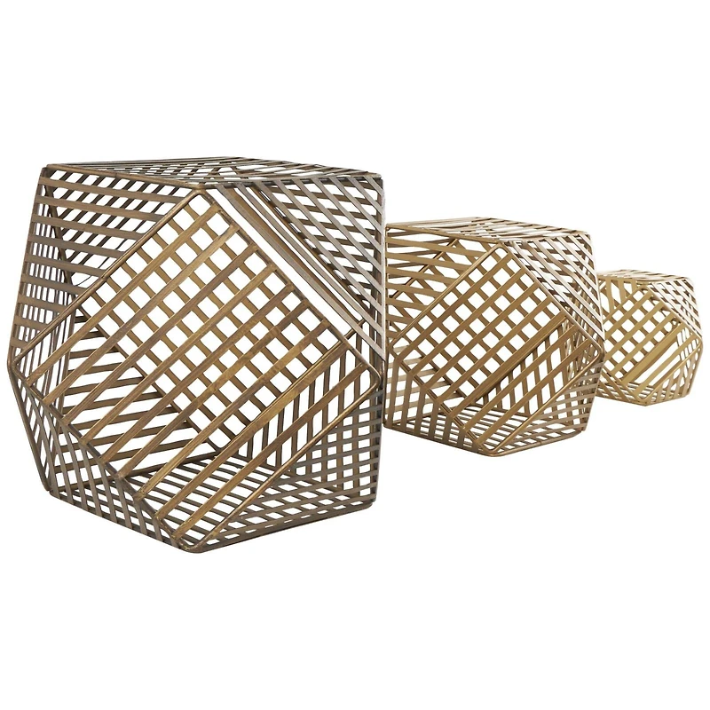 Gold Metal Geometric Sculpture Set, 3ct.