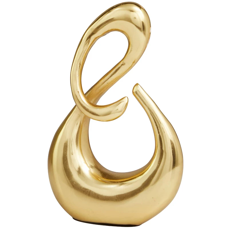 11.5" Golden Aluminum Swirl Abstract Sculpture Décor