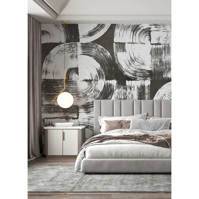 Katie Hunt Charcoal Gray Brushstrokes Wall Mural