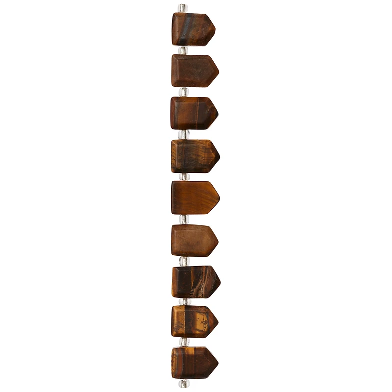 12 Packs: 9 ct. (108 total) Brown Faceted Tiger's Eye Arrow Semi-Precious Beads, 18mm by Bead Landing™