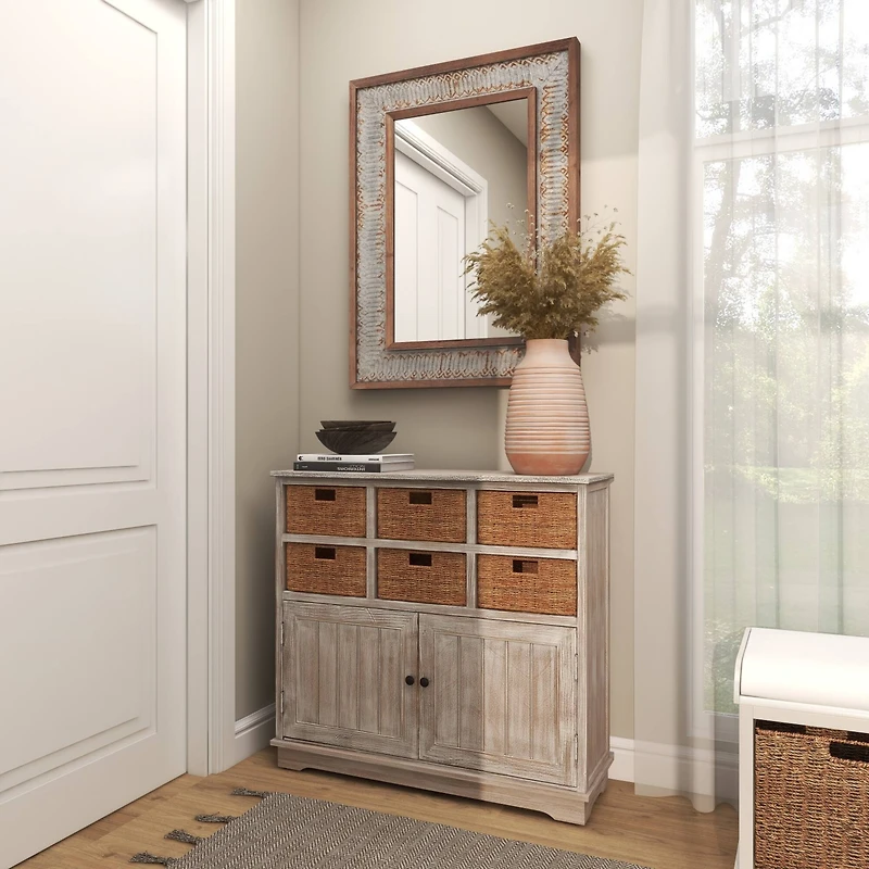 15" Pink Whitewashed Ribbed Terra Cotta Vase