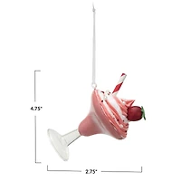 Hello Honey® 4.75" Pink & White Glass Whipped Drink with Straw Ornament