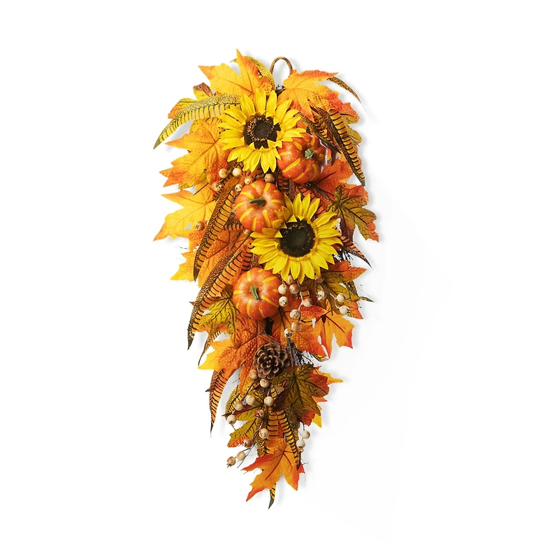 Glitzhome® 26" Sunflower Pumpkin Leaf Swag