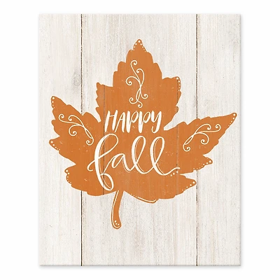 Happy Fall Orange Leaf Tabletop Canvas