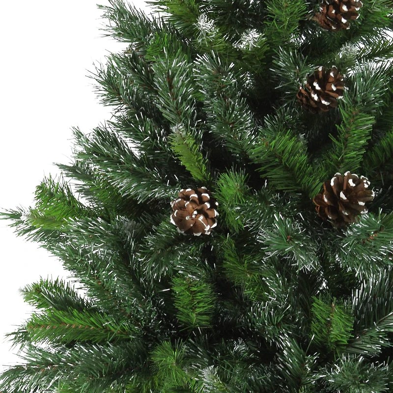 6.5ft. Unlit Snowy Delta Pine with Pinecones Artificial Christmas Tree