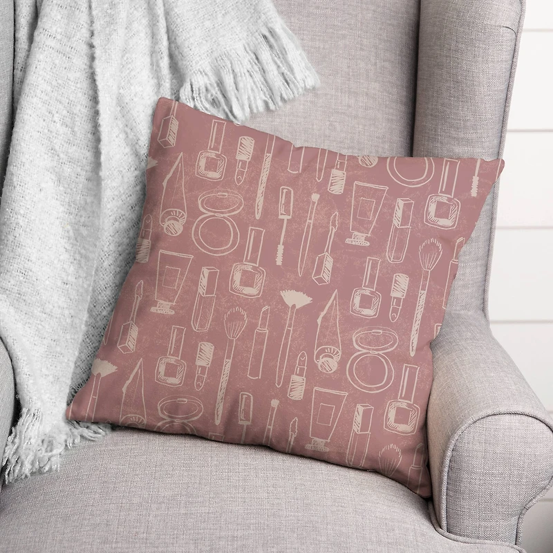 Makeup Icons Throw Pillow