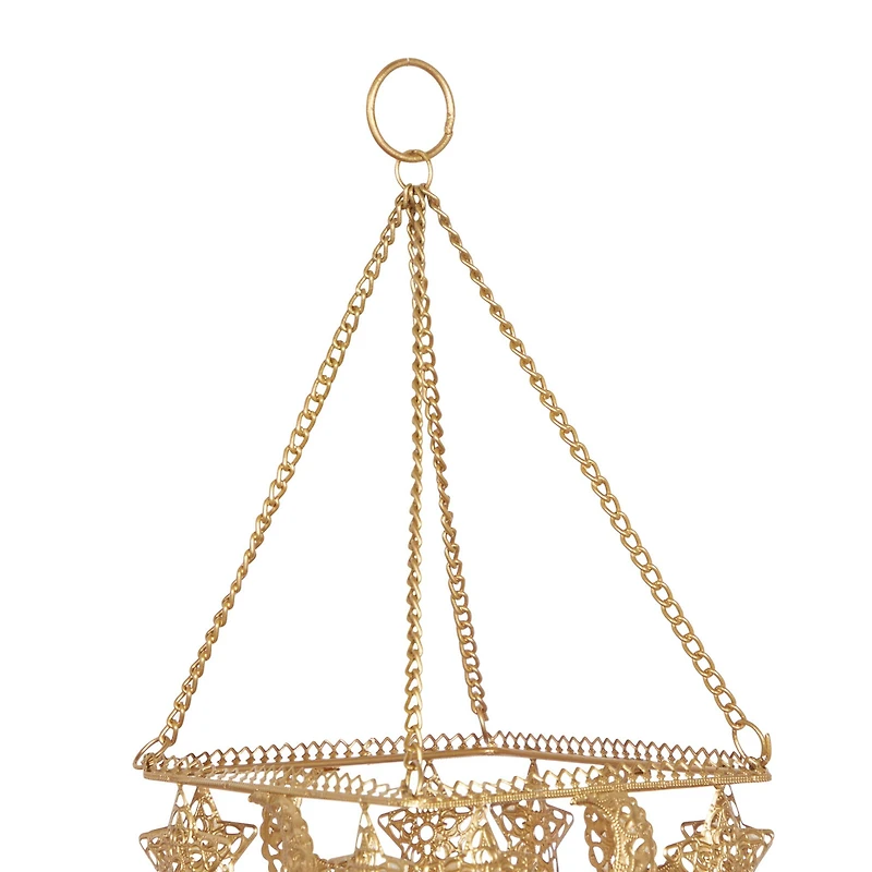 32" Gold Metal Traditional Sun & Stars Wind Chime