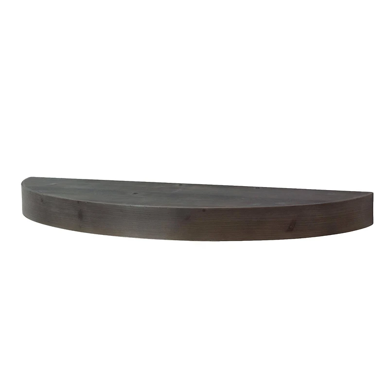 Black Round Wood Floating Wall Shelf
