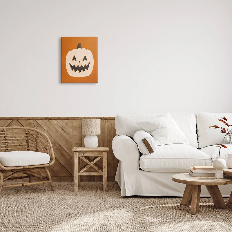 Stupell Industries Happy Jack-o-Lantern Halloween Pumpkin Canvas Wall Art