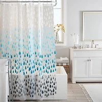 Bath Bliss Ombre Raindrop Design PEVA Shower Curtain