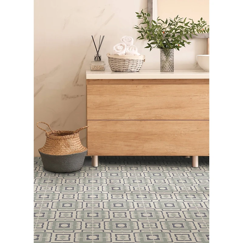 FloorPops Teal Posey Peel & Stick Floor Tiles