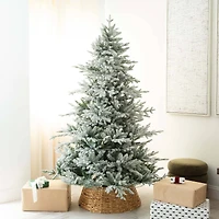 7ft. Pre-Lit Flocked Fir Artificial Christmas Tree, Warm White LED Lights 