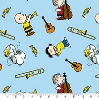 Peanuts® Music Toss on Blue Cotton Fabric