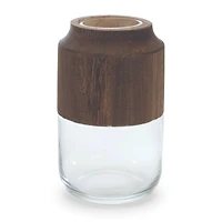 9" Glass Vase with Wood Accent