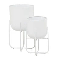 CosmoLiving by Cosmopolitan White Metal Planter with Removable Stand Set