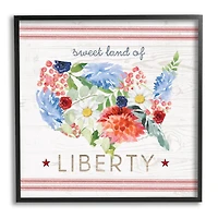 Stupell Industries Sweet Land Of Liberty Floral USA Framed Giclee Art