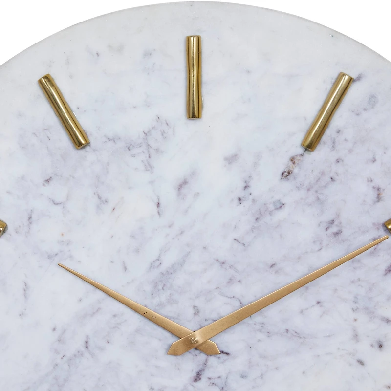 CosmoLiving by Cosmopolitan 20" White Marble Contemporary Wall Clock