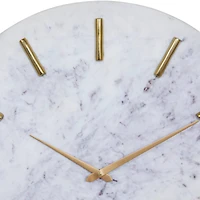 CosmoLiving by Cosmopolitan 20" White Marble Contemporary Wall Clock