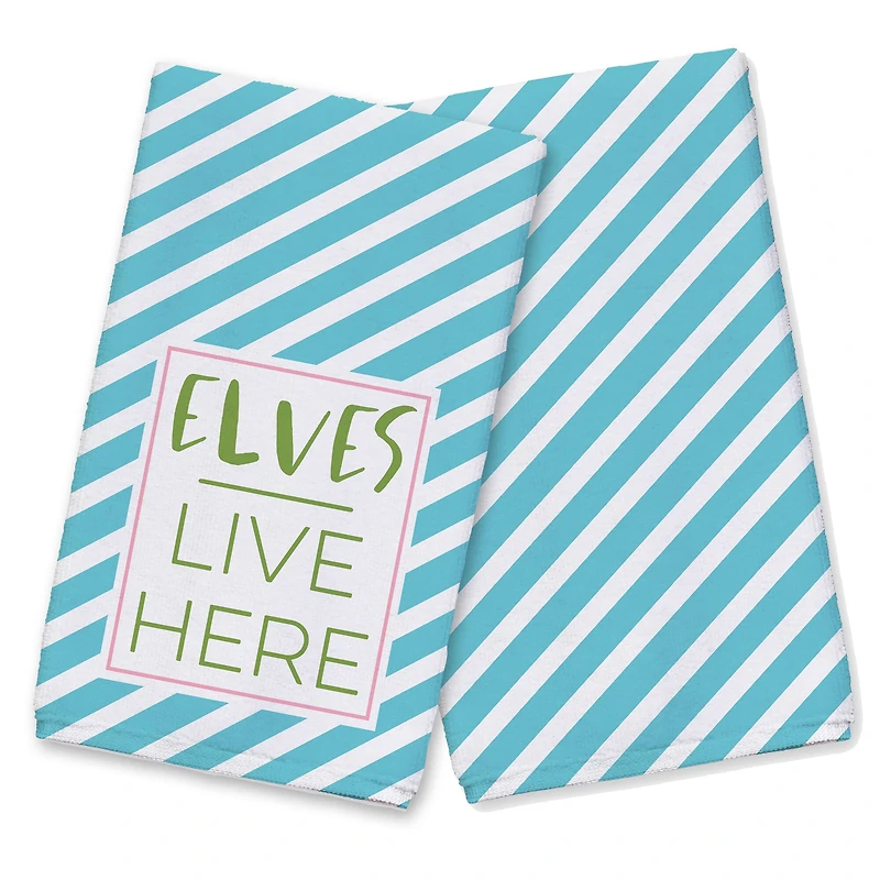 Elves Live Here Tea Towels - Set of 2