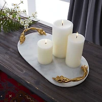 20" White Marble Natural Serving Tray