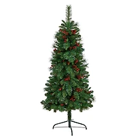 5ft. Pre-Lit Flat Back Montreal Mountain Pine Artificial Christmas Tree, White LED Lights