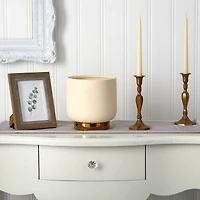 8" Elegance Ceramic Planter with Gold Accents