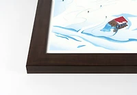 Mountain Ski Scene Black Framed Print Under Plexiglass
