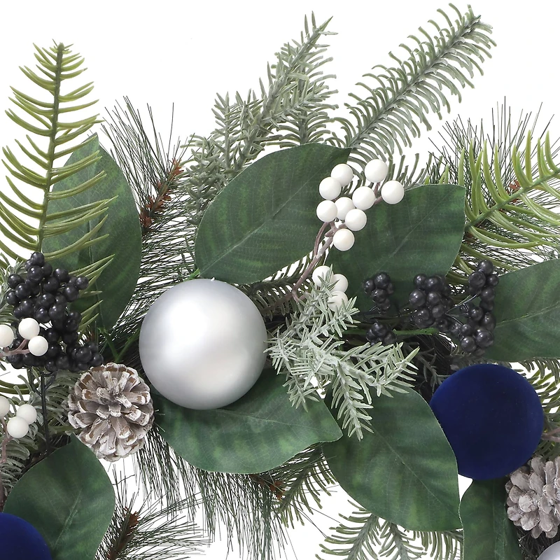 26" Blue & Gray Ornament & Pine Wreath by Ashland®