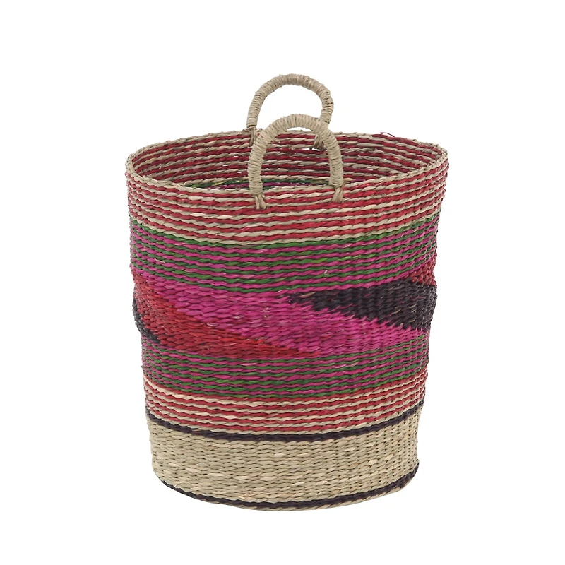 Pink Sea Grass Eclectic Storage Basket Set