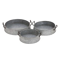 Set of 3" Grey Metal Farmhouse Tray, 18", 16", 14"