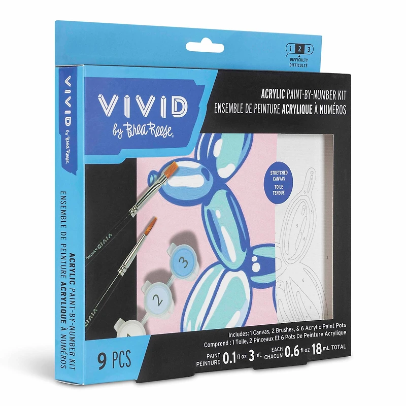 VIVID by Brea Reese® Balloon Dog Acrylic Paint-by-Number Kit