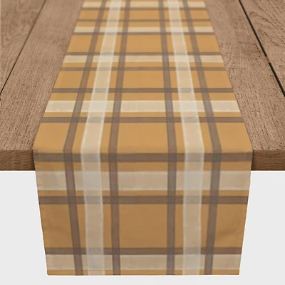 72'' Orange Multi Plaid Cotton Twill Runner