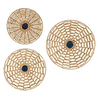 Set of 3 Brown Dried Plant Material Coastal Style Wall Decor, 28", 24", 20"