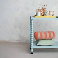 Hello Honey® Blue Rubberwood 2-Tier Bar Cart on Wheels, Blue