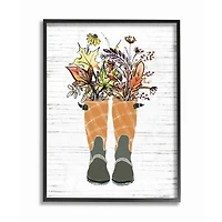 Stupell Industries Fall Foliage in Boots Black Framed Wall Art