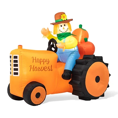 Glitzhome® 7ft. Fall Lighted Inflatable Tractor Décor