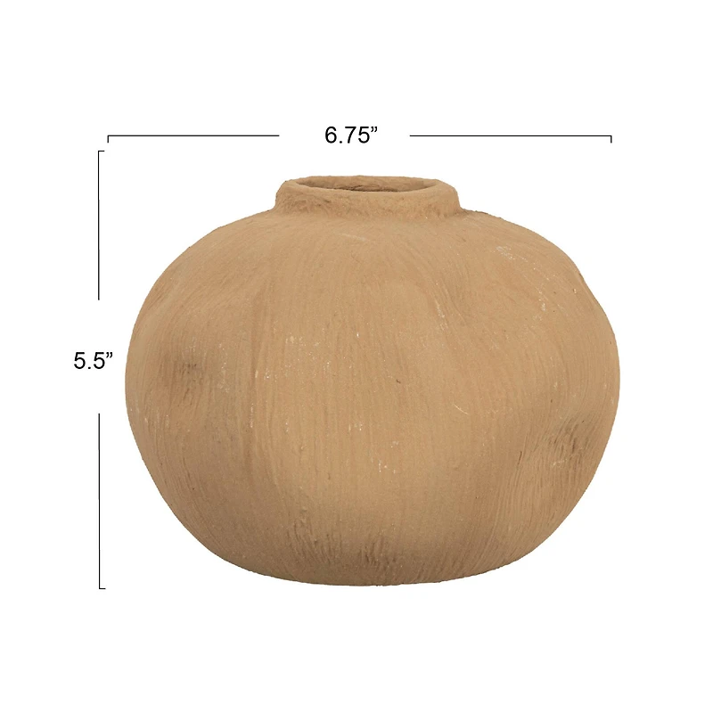 Hello Honey® 5.5" Textured Taupe Pinched Organic Shape Terracotta Vase