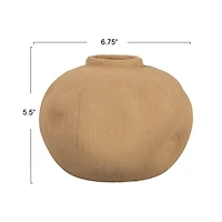 Hello Honey® 5.5" Textured Taupe Pinched Organic Shape Terracotta Vase