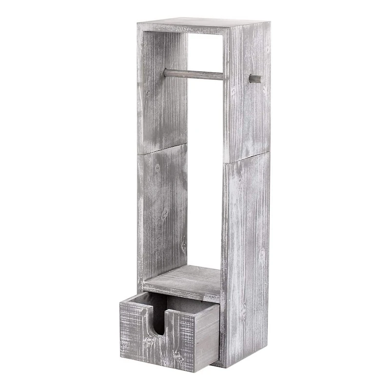 Rustic White Toilet Paper Dispenser with Storage & Drawer
