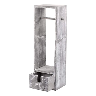 Rustic White Toilet Paper Dispenser with Storage & Drawer