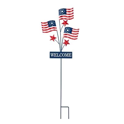 Glitzhome® 42" Patriotic Welcome Metal Flags Yard Stake
