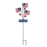 Glitzhome® 42" Patriotic Welcome Metal Flags Yard Stake