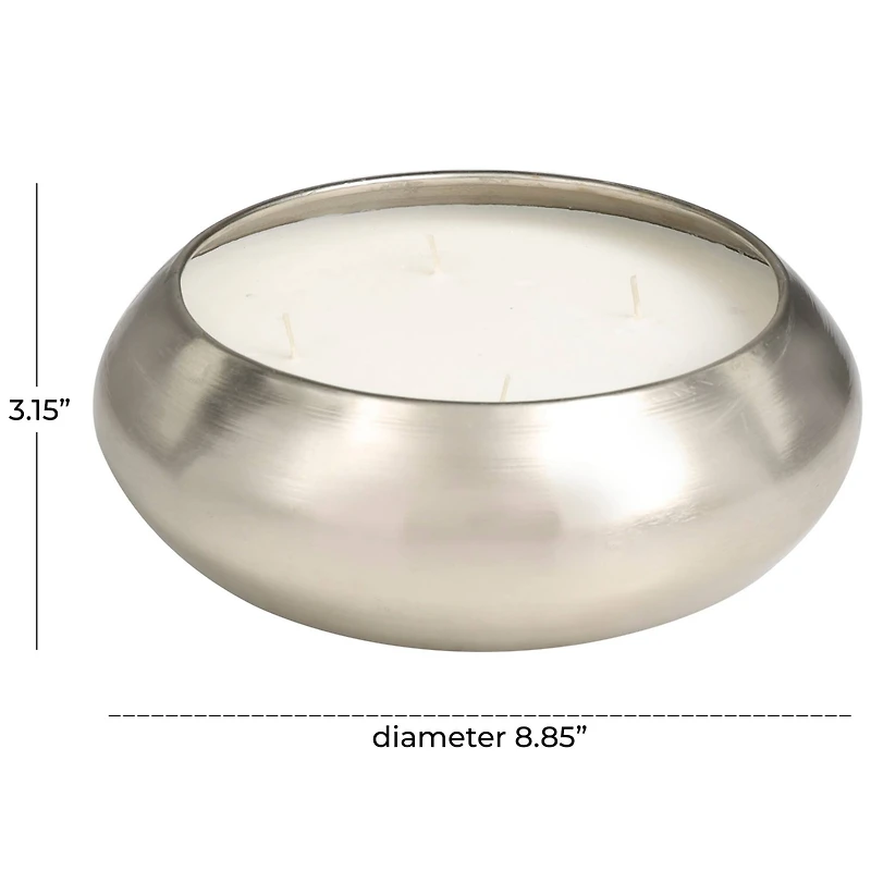 Sweet Bamboo Scented 4-Wick Candle in Wide Silver Bowl