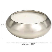 Sweet Bamboo Scented 4-Wick Candle in Wide Silver Bowl