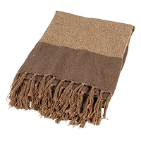 Hello Honey® Beige & Brown Savannah Stripe Cotton Blend Throw with Fringe
